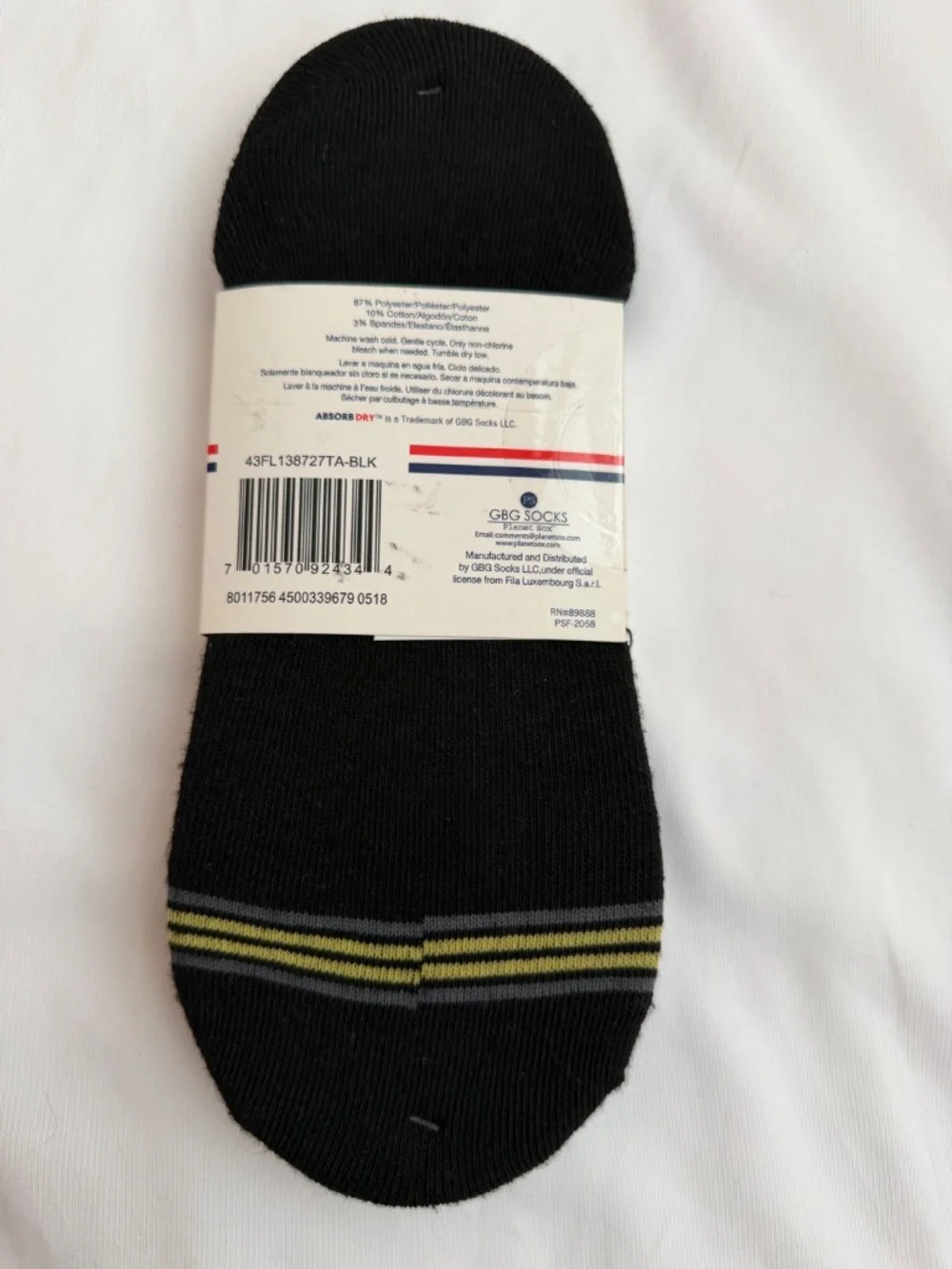 Aborb Dry Fila Mens 3 Pairs Black Liner Socks 6 - 12